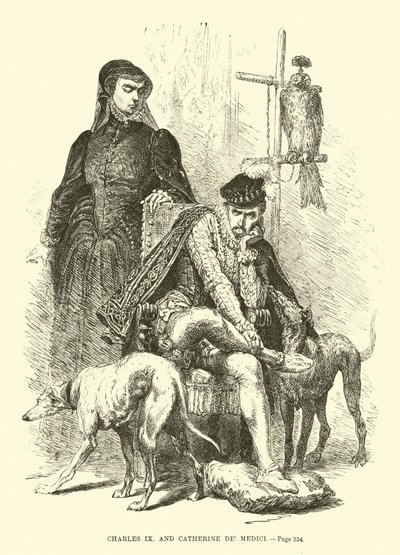 Carlos IX e Catarina de Médicis de French School