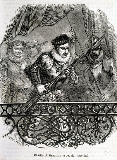 Charles IX puxando o povo - no "Histoire de France" de L.-P. Anquetil de French School