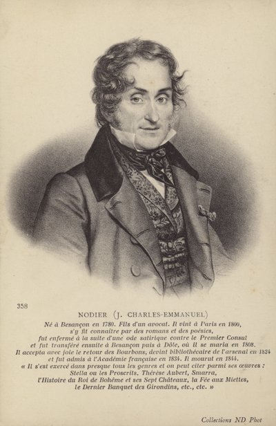 Charles Nodier (1780-1844), romancista e contista francês (litografia) de French School