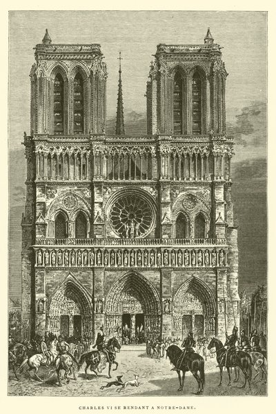 Charles VI indo para Notre-Dame (gravura) de French School