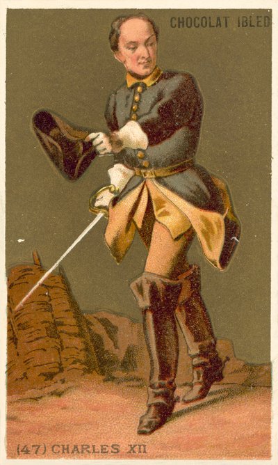 Carlos XII da Suécia (chromolitho) de French School