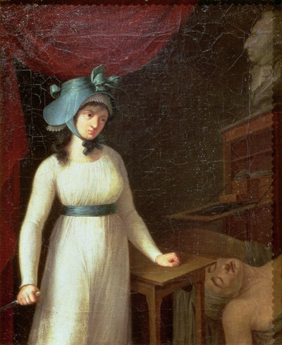 Charlotte Corday (1768-93) e o Assassinato de Jean Paul Marat (1743-93) no seu Banho de French School