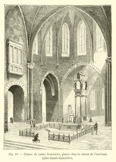 Caça a Santa Genoveva, colocada no coro da antiga Igreja de Sainte-Genevieve de French School