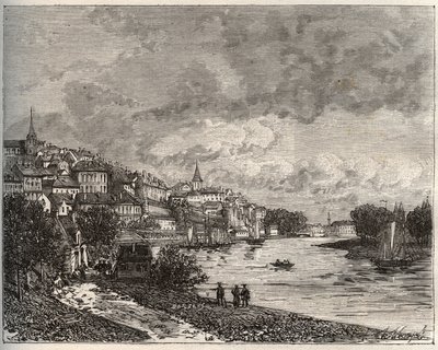 Chateau-Gontier (Chateau Gontier) - Mayenne na região do Pays de la Loire - gravura em "La France illustree: geography, history, administration statistique" de V.-A. Malt-Brown. 1884 de French School