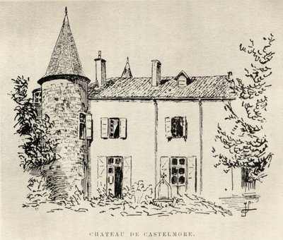 Chateau de Castelmore, de Memórias de Charles de Batz-Castelmore Conde de Artagnan, publicado em 1928 de French School