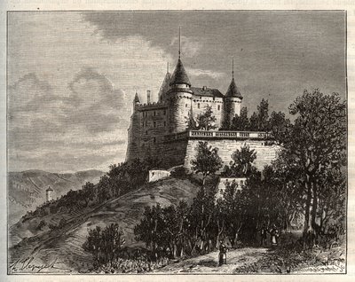 Chateau de Mercues - Cahors - gravura em "La France illustree: geography, history, statistical administration" de V.A. Malt-Brown. 1884 de French School