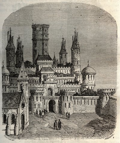 Chateau de Montlhery - castelo de Montlhery, no antigo país de Hurepoix - gravura em "Histoire de France" de Victor Duruy (1811-1894) - 1882 de French School