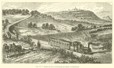 Chemin de Fer a Cremaillere de Vienne a Kahlenberg (gravura) de French School