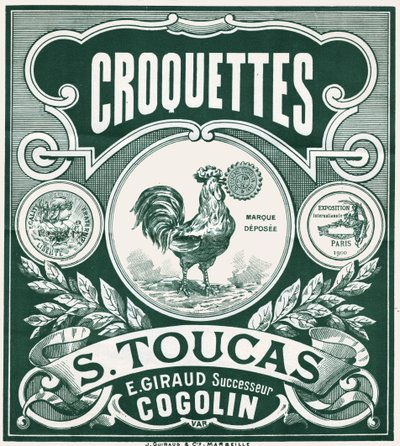 Croquetes de galinha. c.1900 (gravura) de French School