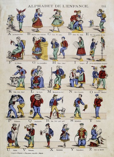 Alfabeto infantil. Imagem de Epinal, sd. século 19. de French School
