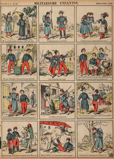 Militarismo infantil (gravura colorida) de French School