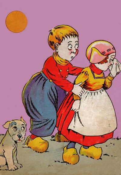 Crianças na Bretanha. c.1910 (gravura) de French School