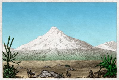 O vulcão Chimborazo. (gravura, ca. 1840) de French School