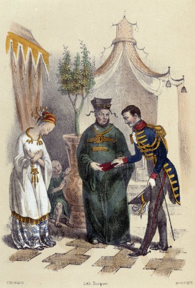 Visita de chineses a um exército estrangeiro; ilustração para a China, -in "As doze Nações" de M.E. Fouinet de French School