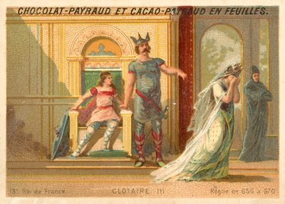 Clothar III, Frankish king of Neustria e Burgundy (chromolitho) de French School