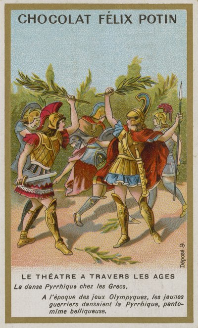 Cartão de comércio de Chocolat Felix Potin, teatro através das idades de French School