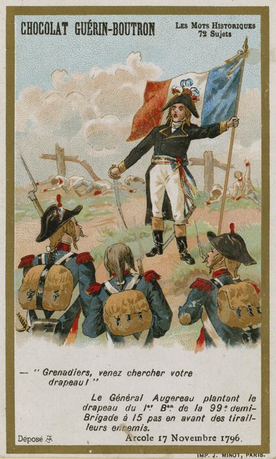 Cartão de comércio de Chocolat Guerin-Boutron, série histórica de palavras de French School