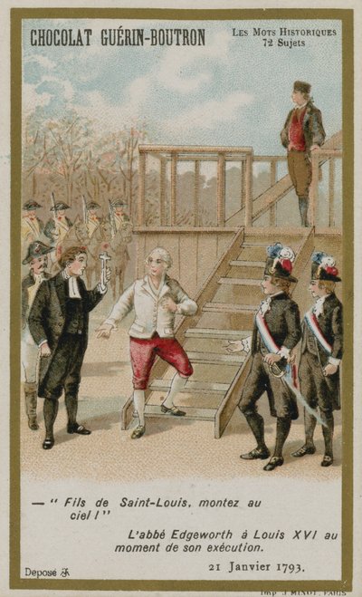 Cartão de comércio de Chocolat Guerin-Boutron, série histórica de palavras de French School