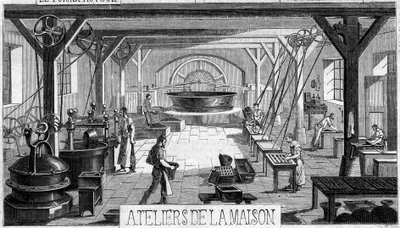 Produção de chocolate: vista interna das oficinas de M. Masson, Paris de French School