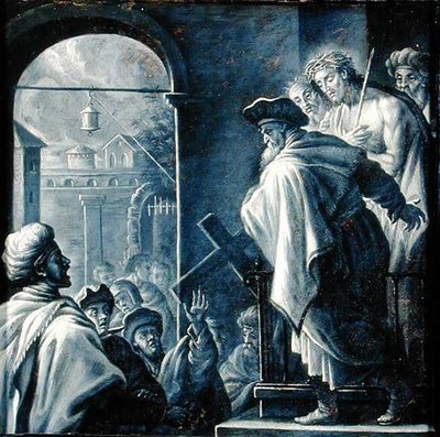 Cristo Apresentado ao Povo (óleo sobre pedra) de French School