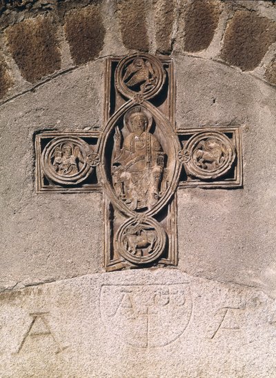 Cristo em majestade com símbolos dos evangelistas, do século IX ao X10 de French School