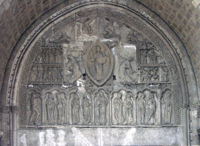 Cristo com dois anjos e cenas da vida de St. Etienne, da porta norte de French School
