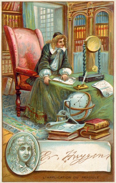 Christiaan Huygens, matemático e cientista holandês (chromolitho) de French School