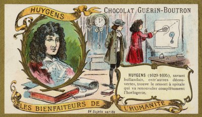Christiaan Huygens, físico, matemático, astrônomo e hortologista holandês (chromolitho) de French School