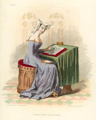 Christine de Pisan (gravura colorida) de French School