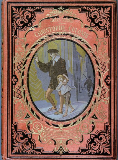 Christophe Colomb (Cristoforo Colombo) e uma criança, - em "Christophe Colomb" de Júlio Verne, ed. Hachette de French School