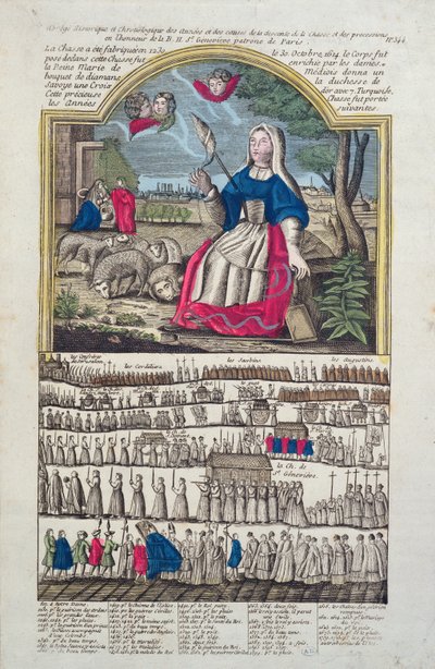 Cronologia e representação da procissão de St. Genevieve de French School