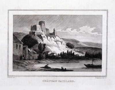 Château Gaillard visto do Sena - Gravura de French School