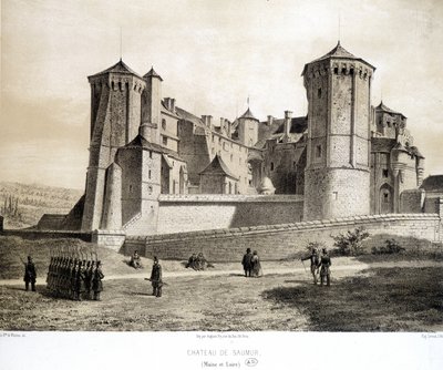 Castelo de Saumur (Maine & Loire) - litografia de French School