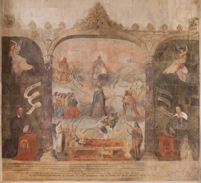 Igreja (Eglise Saint-Jean-Baptiste). Interior. Capela Saint-Fursy. Pinturas murais. A glorificação de Maria (fresque dite de la bonne mort). Início do século XVII. de French School