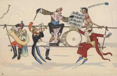 Cena de circo, a partir de um conjunto de postais interconectados (cor litho) de French School