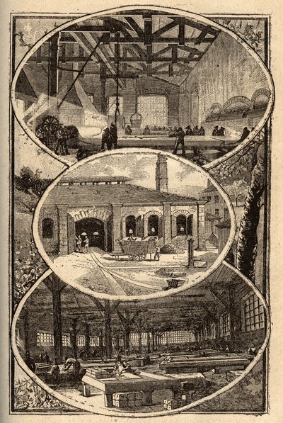 Cirey-sur-Vezouze (Meurthe-et-Moselle) - MANUFACTURE DES GLACES - gravura em "PATRIE" - DESCRIÇÃO PECTUREQUIREE DE LA FRANCE EN 6 VOLUES BY LUCIEN HUARD - final do século XIX de French School