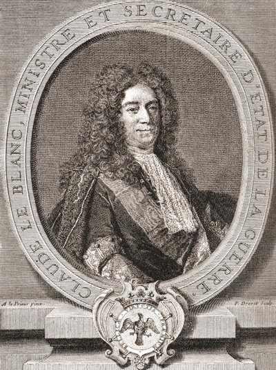 Claude Le Blanc, 1669 1728. Oficial real francês do antigo regime e duas vezes Secretário de Estado da Guerra. De Les Heures Libres publicado em 1908. de French School