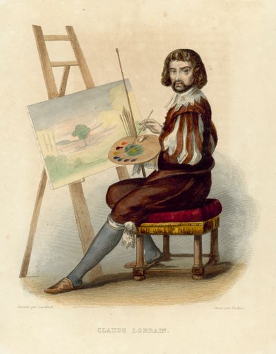Claude Lorrain (gravura colorida) de French School