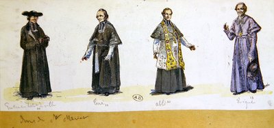 Roupas de escritório na França durante o século XIX (cor litho) de French School