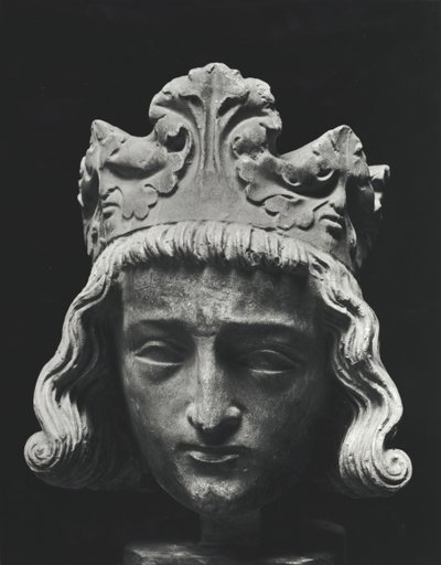 Clovis II (c.634-657), rei franco merovíngio de Nêustria e Borgonha (639-657), da Abadia de Saint-Denis, original do século XIII (gesso) de French School