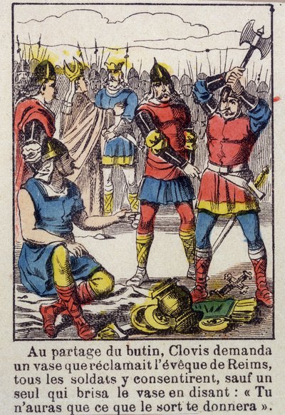 Clovis e o vaso Soissons - Imaging of Epinal of the 19th century de French School
