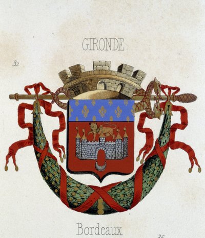 Brasão da cidade de Bordeaux - no "Armorial National de France", de H. Traversier, Paris de French School