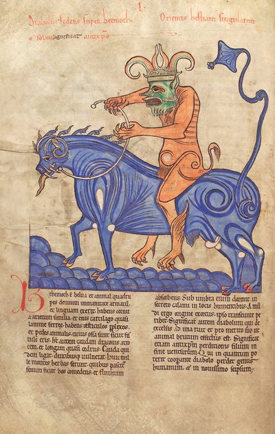 Bacalhau. Guelf. 1 gud. lat. 41V, Satanás montando um Behemoth, de Liber Floridus por Lambert de Saint-Omer c.1120 de French School
