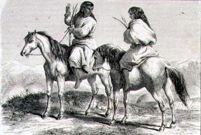 Índios comanches na década de 1860 (gravura) de French School