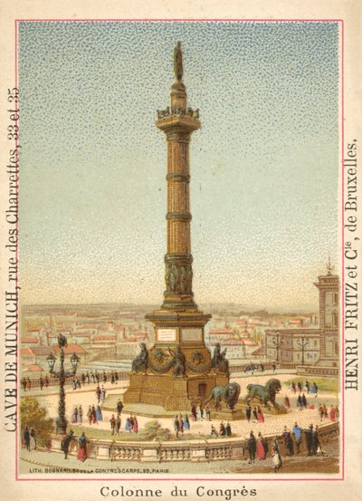 Coluna do Congresso, Bruxelas (chromolitho) de French School