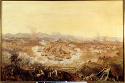 Conquete da Argélia: "The Battle of Isly on 16/08/1844 posing the Moroccans supporting Abd el Kader to the French" Pintura da Escola Francesa. 1844 Paris, Musee de l