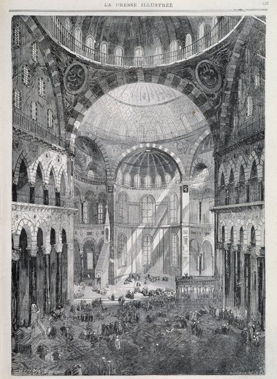 Constantinopla: a Mesquita Hagia Sophia - em "La Presse Illustrée", Dez. 1869 de French School