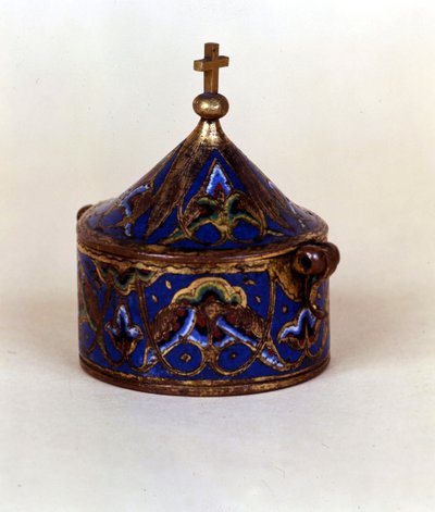 Recipiente para óleo sagrado em esmalte. Limoges de French School