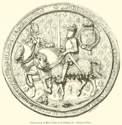 Contra-selo de Maria Tudor e Filipe II (gravura) de French School