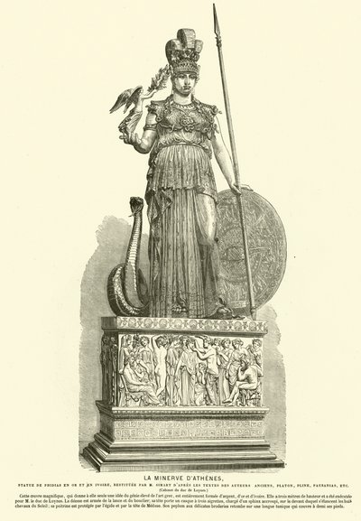 Cópia da Athena Parthenos, estátua monumental do escultor grego antigo Phidias (gravura) de French School